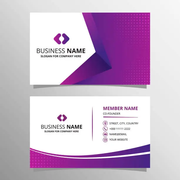 Vector illustration of Elegant Vector Gradient Pink and Purple Business Card With Dots