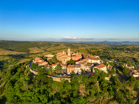 Montiano, Tuscan town from drone