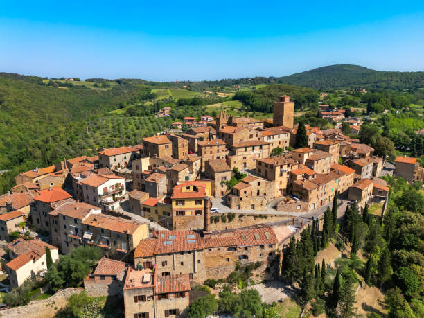 istock Petroio, Tuscan town from drone 1520713684