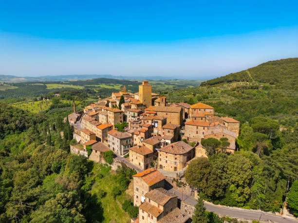 istock Petroio, Tuscan town from drone 1520713982