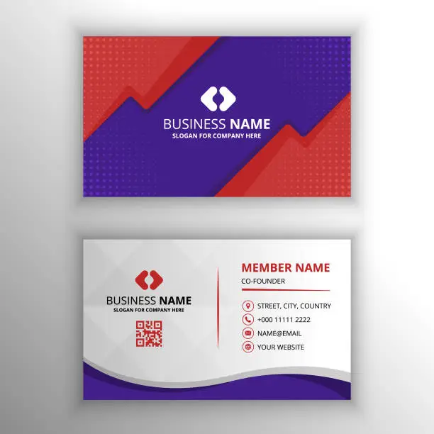 Vector illustration of Abstract Vector Comic Purple Business Card Template