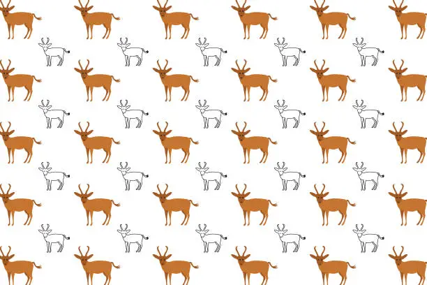 Vector illustration of Flat Gazelle Animal Pattern Background