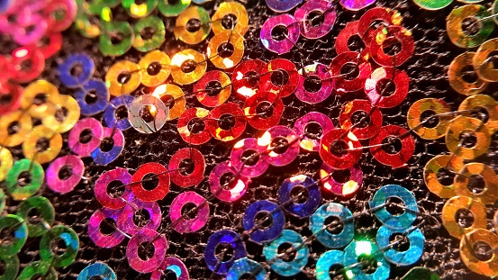 Close up view of colorful and shiny beads