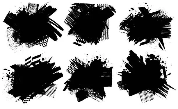Vector illustration of Black distressed grunge paint textured vector illustrations