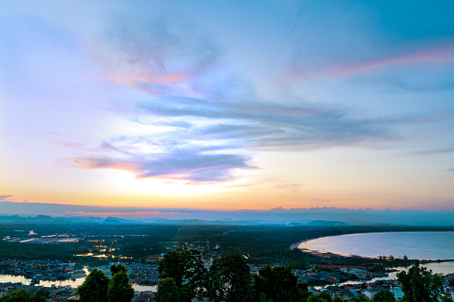 Beautiful Sunset at Mutsea Mountain Viewpoint, southern of Thailand.