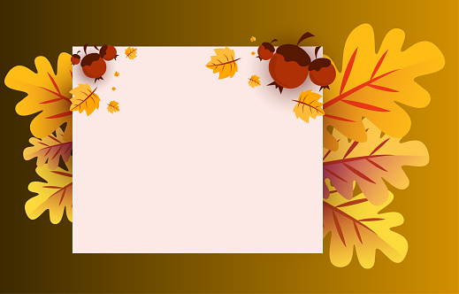 Fall Background For Document Autumn Background With Leaves Golden Yellow With Square Frames And Free ...
