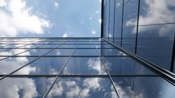istock 3d rendering of office glass building, modern architecture. 1520899547