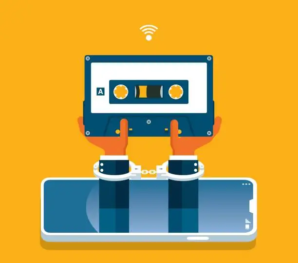 Vector illustration of Cyber crime - Record - Analog Audio