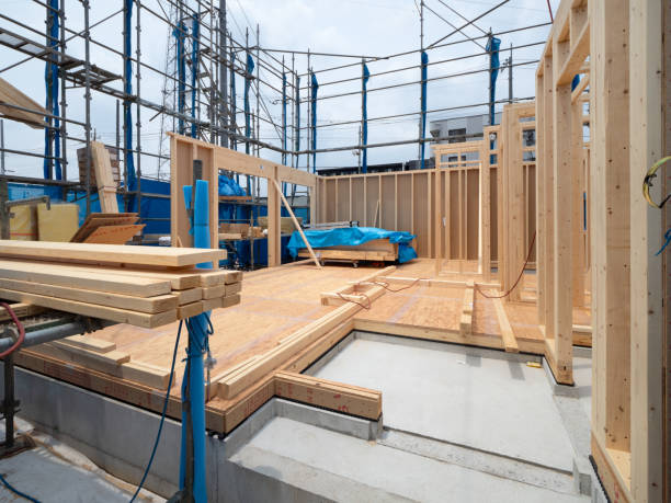 istock Construction site of a wooden house 1520906464