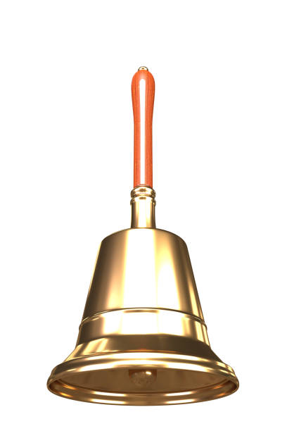 istock Old hand bell. Traditional design, brass with wooden handle 3D render 1520915836