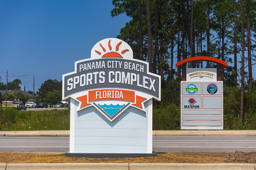Panama City Beach, FL - June 28, 2023: Panama City Beach Sports Complex has baseball, soccer and other facilities for athletic events
