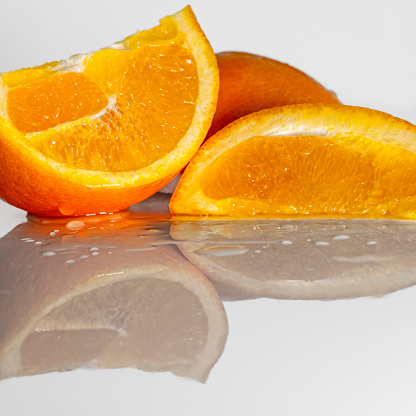 Close up of cut orange segments