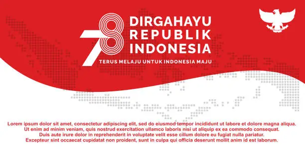 Vector illustration of 17 August. Indonesia Happy Independence Day banner, greeting card, background vector. Dirgahayu Republik Indonesia