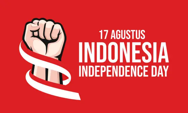 Vector illustration of 17 August. Indonesia Happy Independence Day banner, greeting card, background vector. Dirgahayu Republik Indonesia