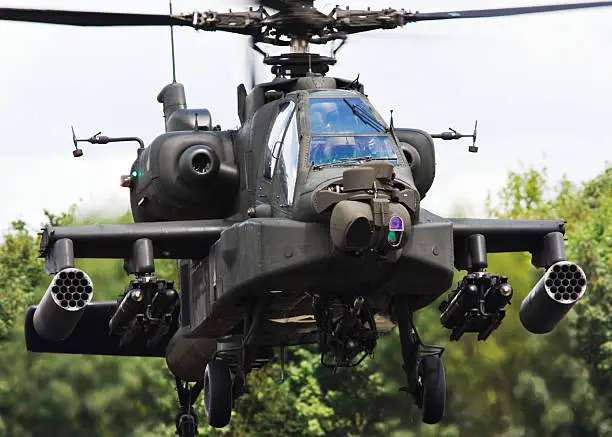 AH-64D Apache attack helicopter of the Royal Netherlands Air Force.