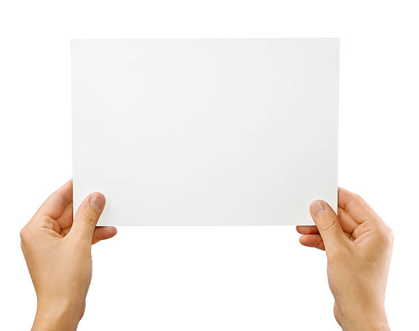 istock Hands holding paper isolated on white 152110453