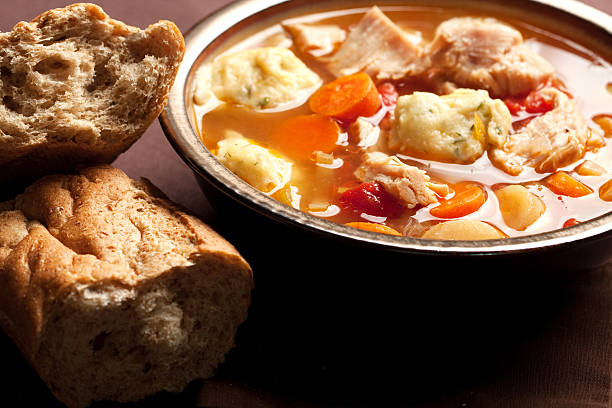Turkey dumpling soup stock photo