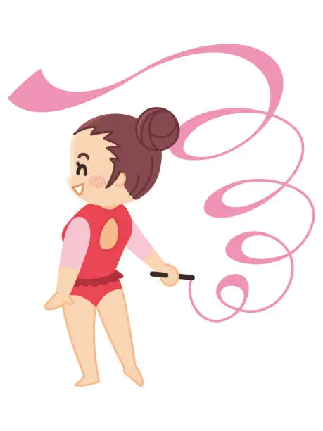 Vector illustration of Rhythmic gymnast woman. Extracurricular activities.