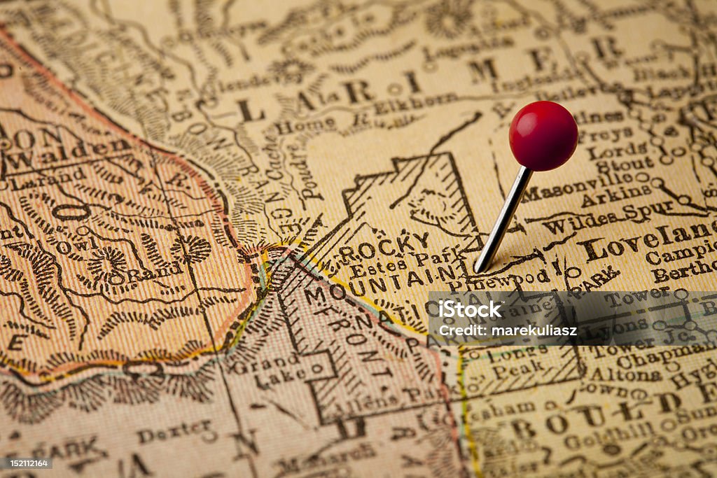 Parco Nazionale delle Rocky Mountain vintage mappa - Foto stock royalty-free di Colorado