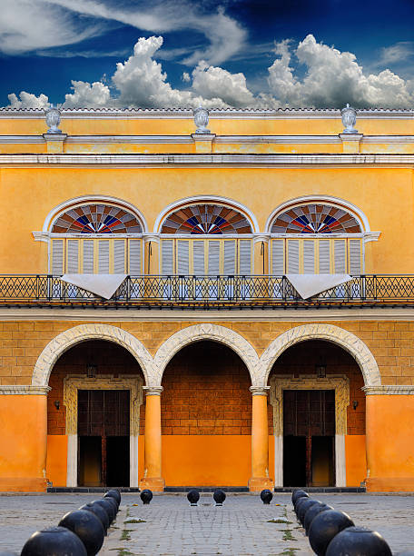 Detail of beautiful typical colonial building in Old havana, cuba