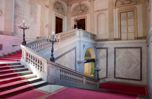 Beautiful neoclassical marble stairs in milan palazzo reale