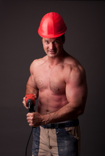 Bodybuilder Worker Muscular Construction Worker Stock Photo - Download Image Now - 35-39 ...