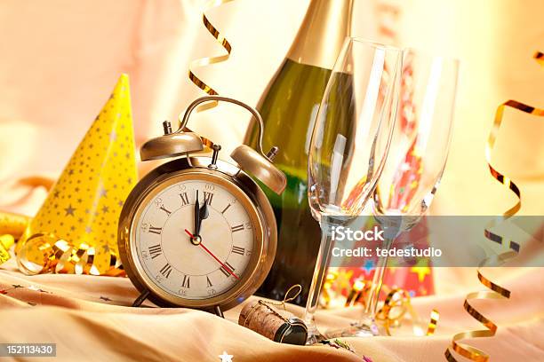 Happy New Year Party Decoration Stock Photo - Download Image Now - Hat, New Year's Eve, 12 O'Clock
