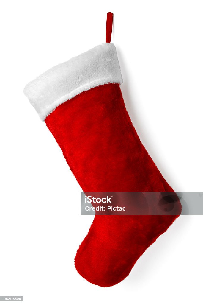 Christmas stocking Santa Claus' stocking against white background. Christmas Stocking Stock Photo