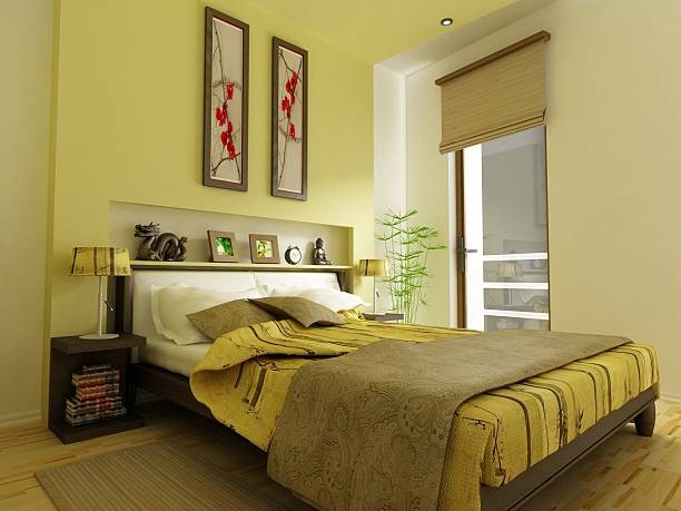 Modern bedroom interior stock photo