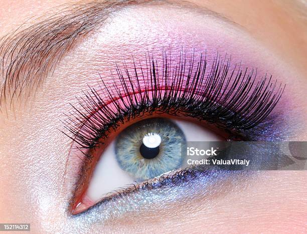 A Female Eye Layered With Multicolored Eye Shadow Stock Photo - Download Image Now - Adult, Beautiful People, Beautiful Woman