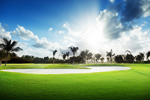 istock Panoramic scenic photograph of a sunny golf course 152115967