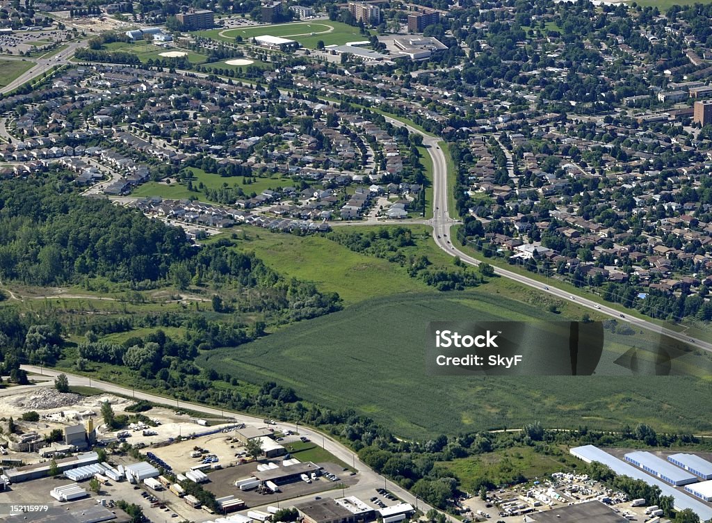 Kitchener-Waterloo suburb aerial view of a residential area south east of Kitchener-Waterloo Waterloo - Iowa Stock Photo