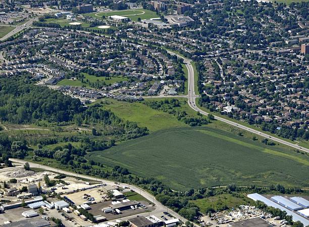 Kitchener-Waterloo suburb aerial view of a residential area south east of Kitchener-Waterloo kitchener ontario photos stock pictures, royalty-free photos & images