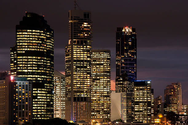 istock Beautiful view of night lights on tall buildings 152116304