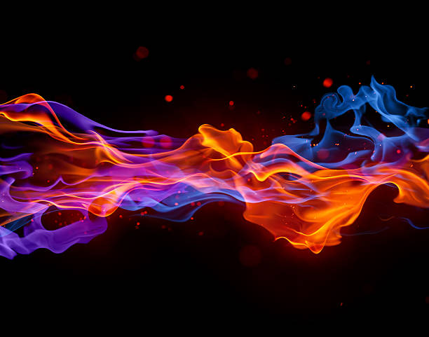 Blue and red fire stock photo