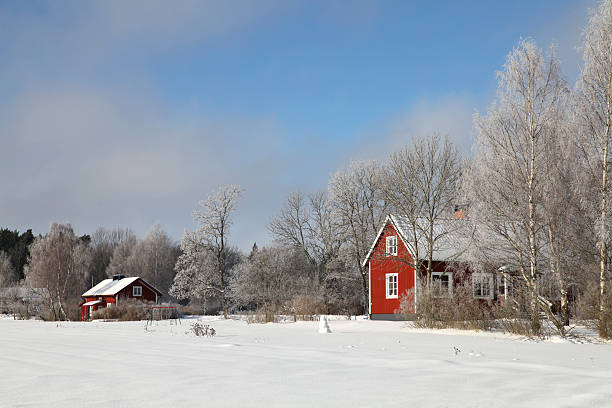 istock Red cottage in winterlandscape 152117535