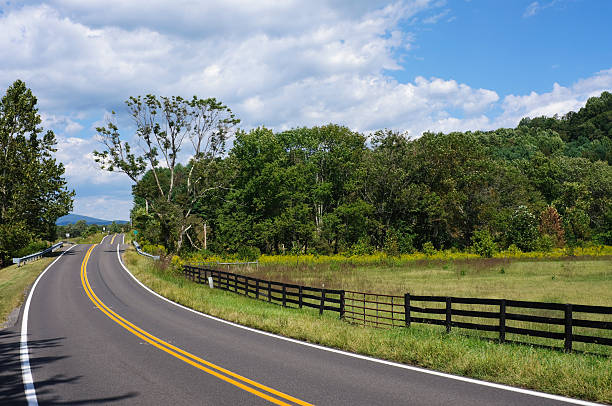 Country Road at a ranch stock photo