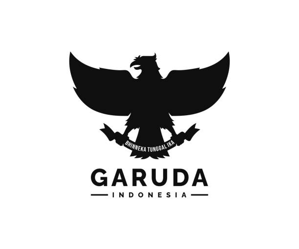 illustrazioni stock, clip art, cartoni animati e icone di tendenza di garuda indonesia logo disegno vettoriale - garuda