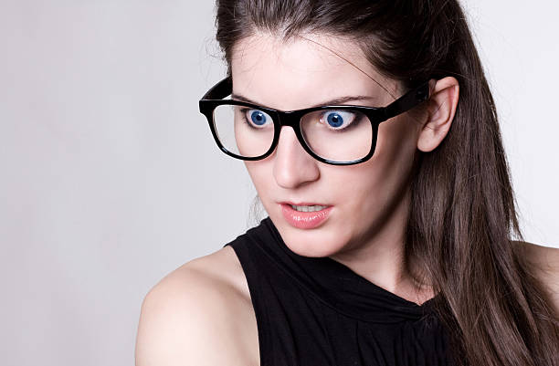 Girl with glasses stock photo