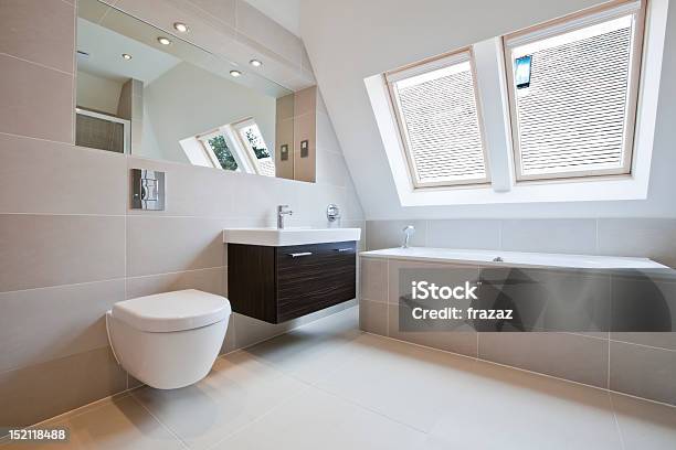 Modern Luxury Bathroom Stock Photo - Download Image Now - Apartment, Bathroom, Bathtub