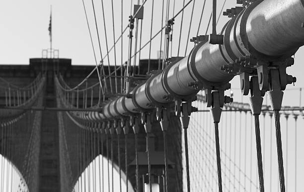 Puente de Brooklyn de soporte de Cable de primer plano - foto de stock