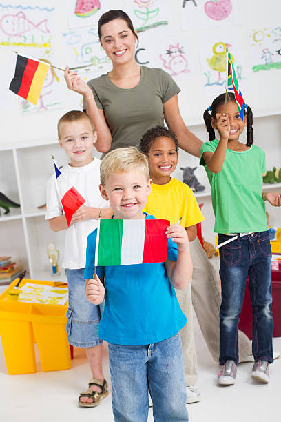 istock preschool kids and teacher with flags 152119487