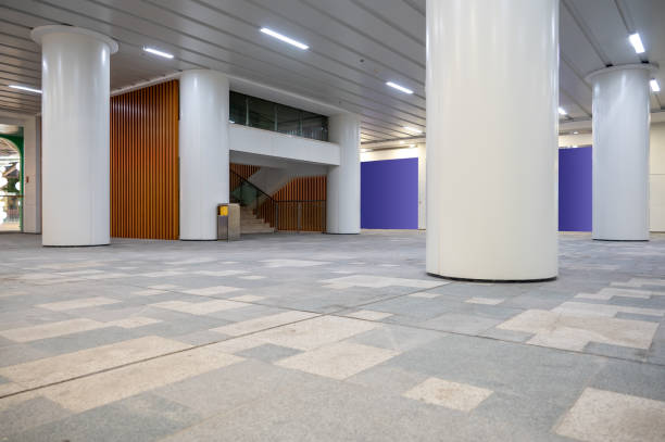 istock Empty tile walkways and safety doors in the mall 1521200494