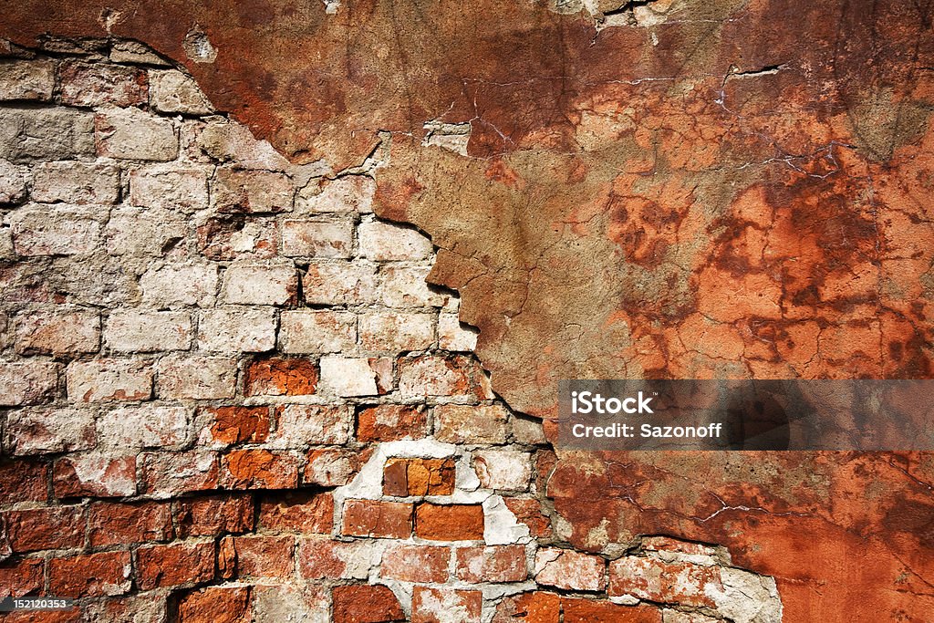 Trama di muro di mattoni e stucco - Foto stock royalty-free di Arenaria - Mattone