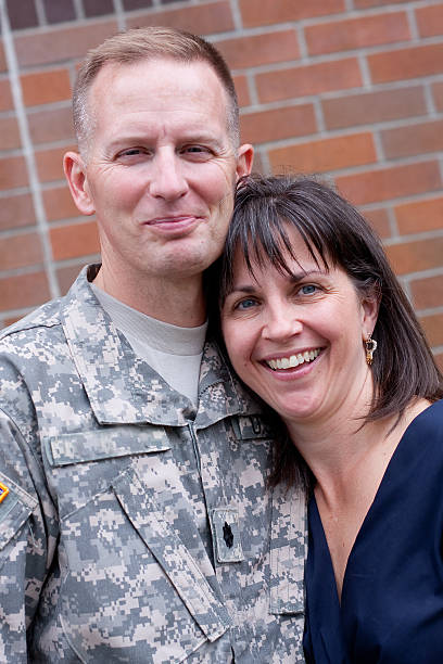Soldier and wife stock photo