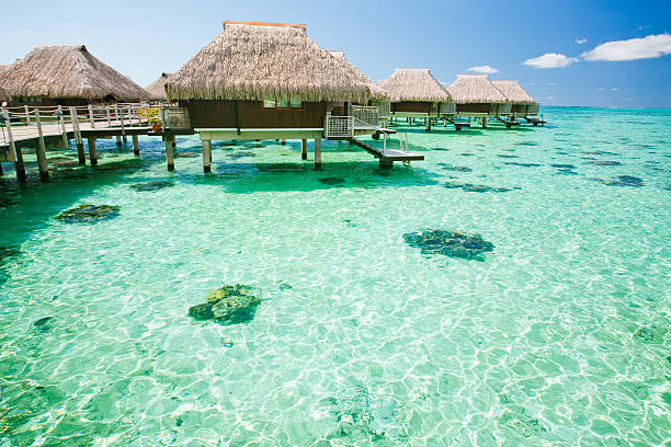istock Over water bungalow with steps into amazing lagoon 152121512