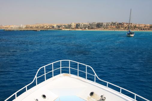 Boat view of Makadi bay Hurghada, Red Sea, Egypt