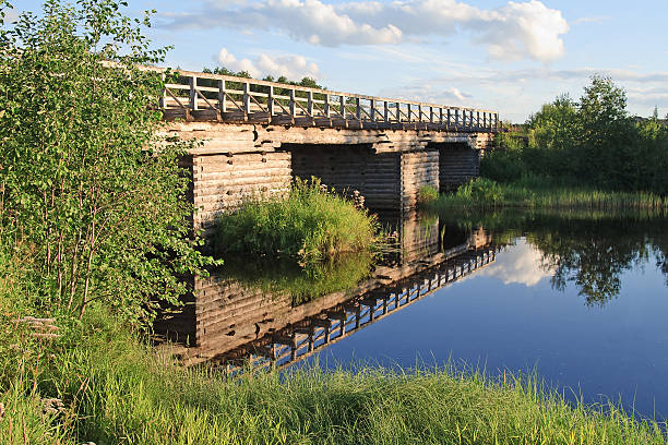 istock Old wooden bridge in north Russia 152122569