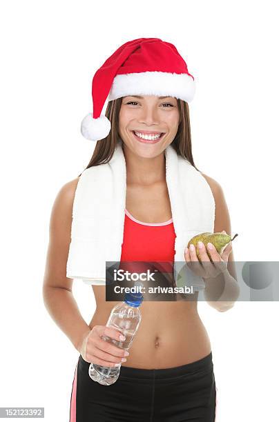 Foto de Fitness Mulher Com Chapéu De Natal e mais fotos de stock de 20 Anos - 20 Anos, Adulto, Alimentação Saudável