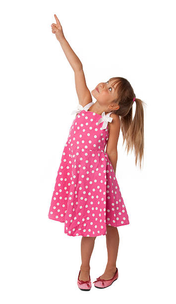 istock Cute Female Child Pointing Upward 152123422